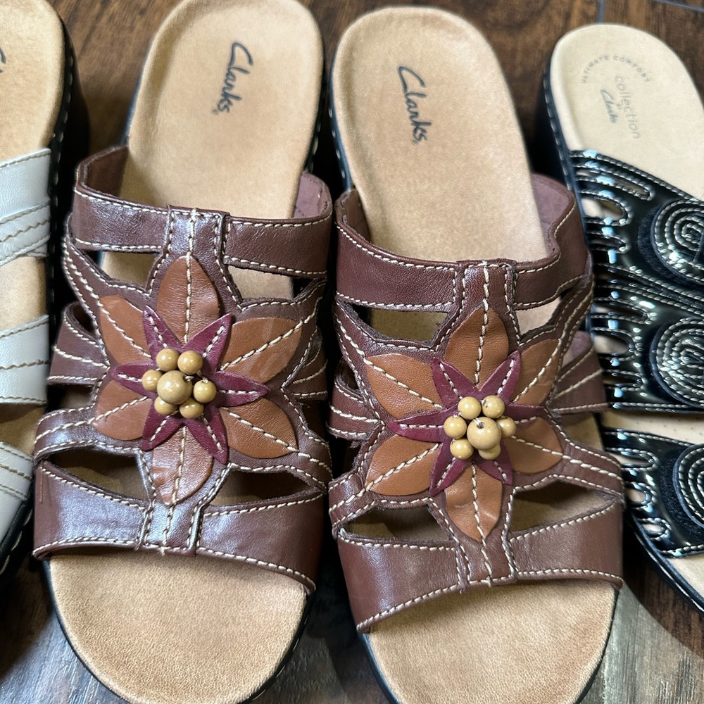 Clarks Women's Brown Floral Sandals
